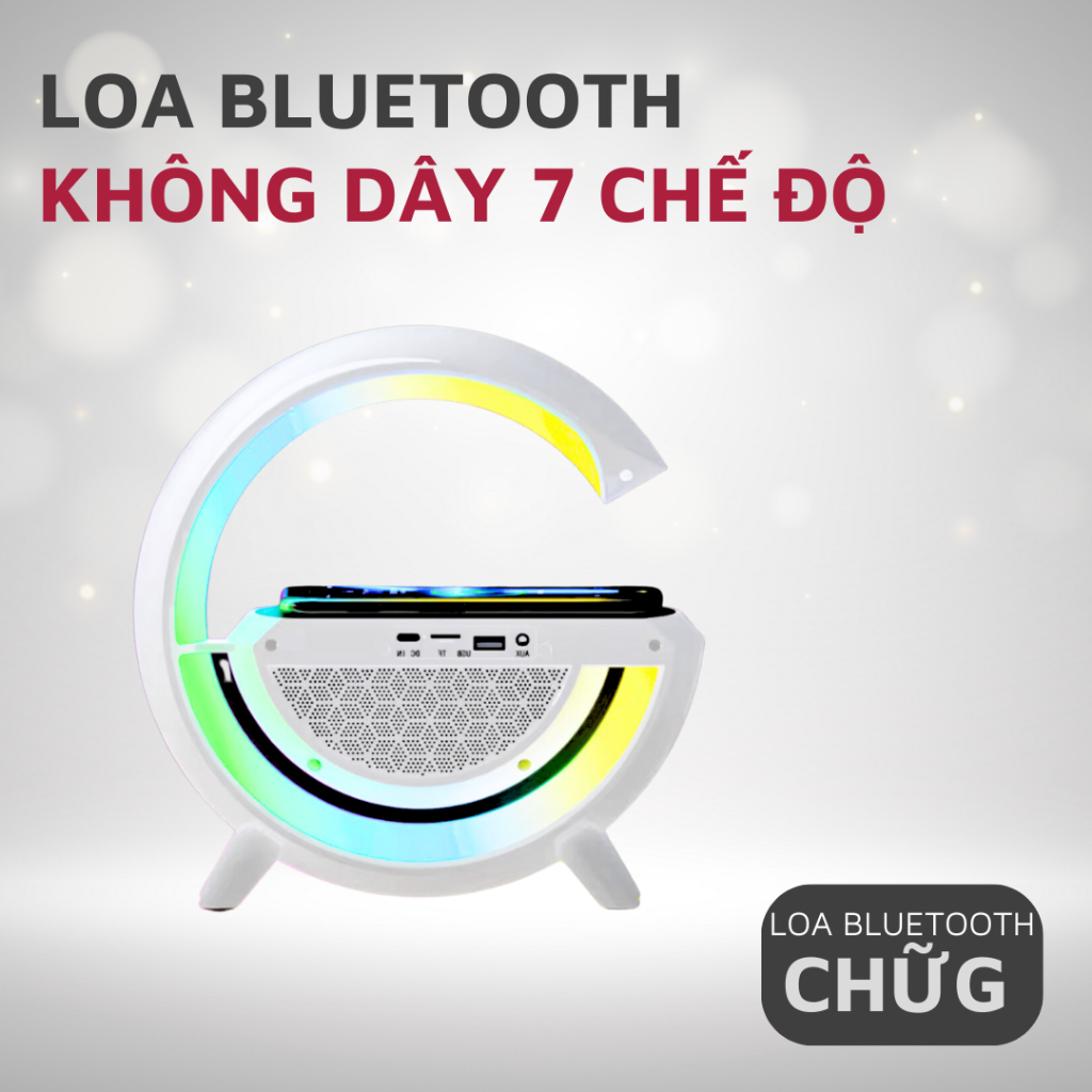 Loa Bluetooth Thông Minh Không Dây Đa Năng, Đa Chế Độ Ánh Sáng, Tích Hợp 4 Chức Năng Sạc Tích Điện Không Dây