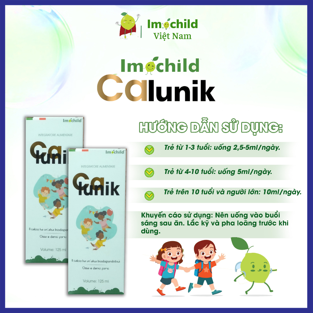 Vitamin D3 K2 MK7 và Canxi Sinh Học Calunik Giúp Bé Cao Lớn Vượt Trội - IMOCHILD