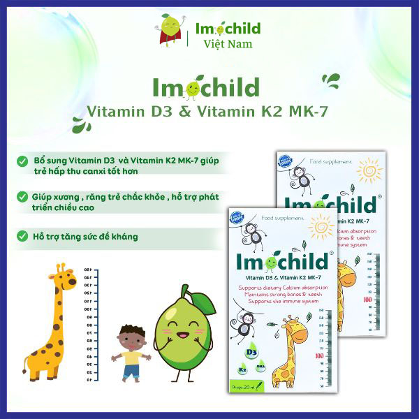 Vitamin D3 K2 MK7 và Canxi Sinh Học Calunik Giúp Bé Cao Lớn Vượt Trội - IMOCHILD