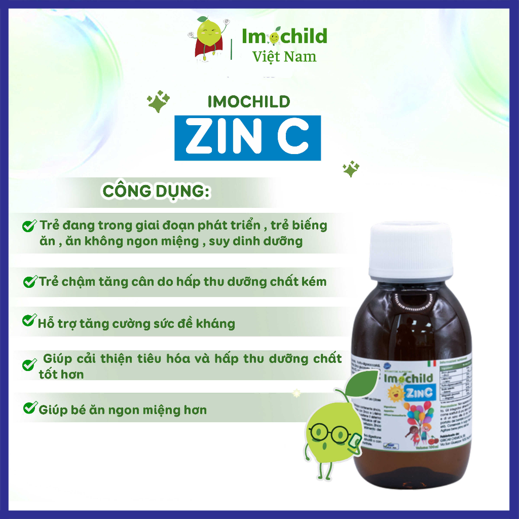 Kẽm Hữu Cơ Cho Bé Imochild ZinC Lọ 100ml - IMOCHILD Lọ 100ml