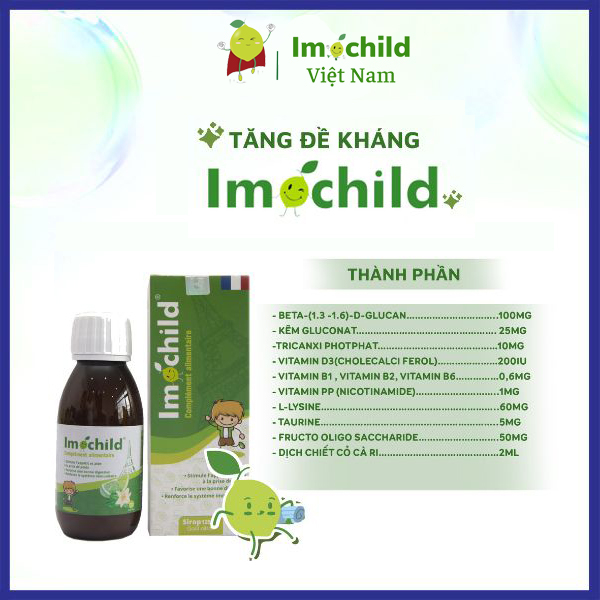 Siro Tăng Đề Kháng Imochild Cho Bé - Giúp Bé Đề Kháng Khỏe, Cải Thiện Biếng Ăn - IMOCHILD Lọ 125ml