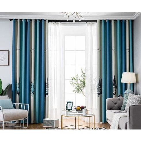 Rèm cửa khoen lỗ chống nắng, decor phòng - Rừng thông nai - RN1
