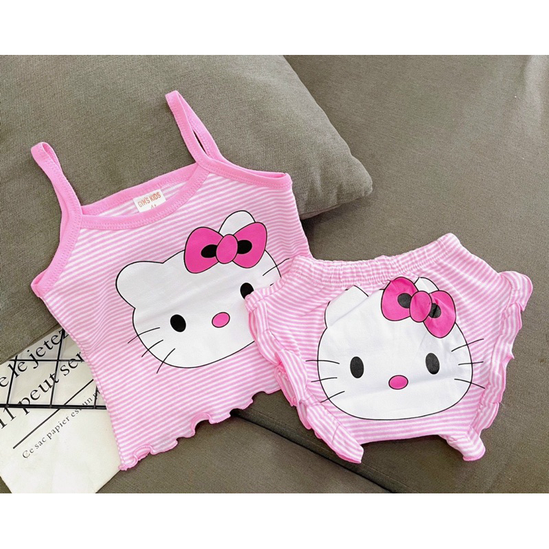 Đồ bộ bé gái 2 hai dây hoạt hình 3D dễ thương