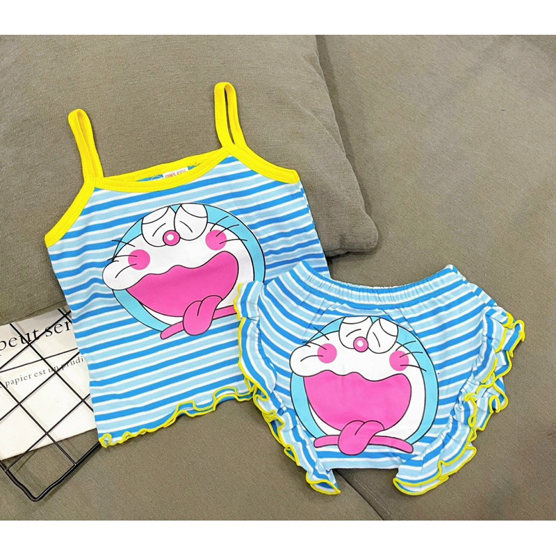 Đồ bộ bé gái 2 hai dây hoạt hình 3D dễ thương
