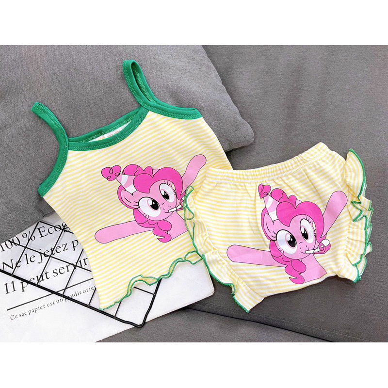 Đồ bộ bé gái 2 hai dây hoạt hình 3D dễ thương