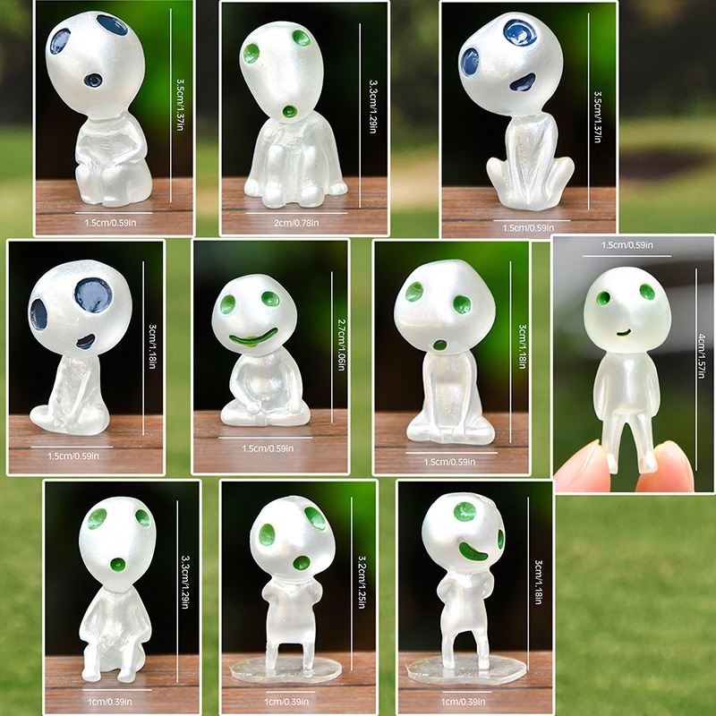 COMBO 10 thần cây Mononoke dạ quang phát sáng trang trí bể terrarium, sen đá, tiểu cảnh ,decor trưng bày phát quang