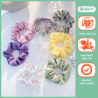 Cột Tóc Vải Scrunchies Nhiều Màu Nhiều Mẫu Đáng Yêu