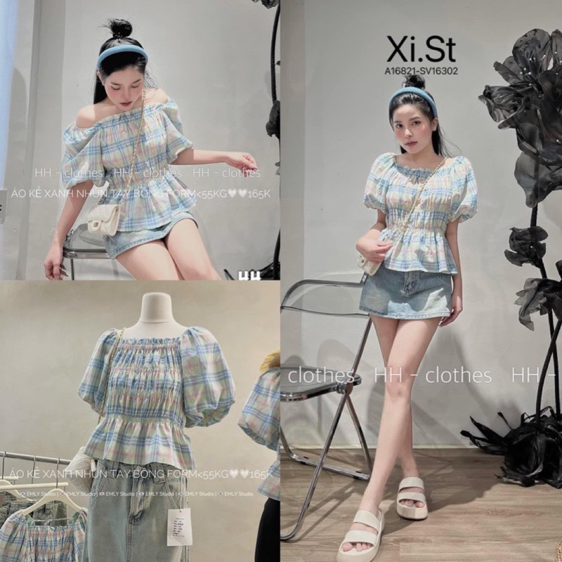 Áo sơ mi kiểu trễ vai dáng pelum cỡ lớn