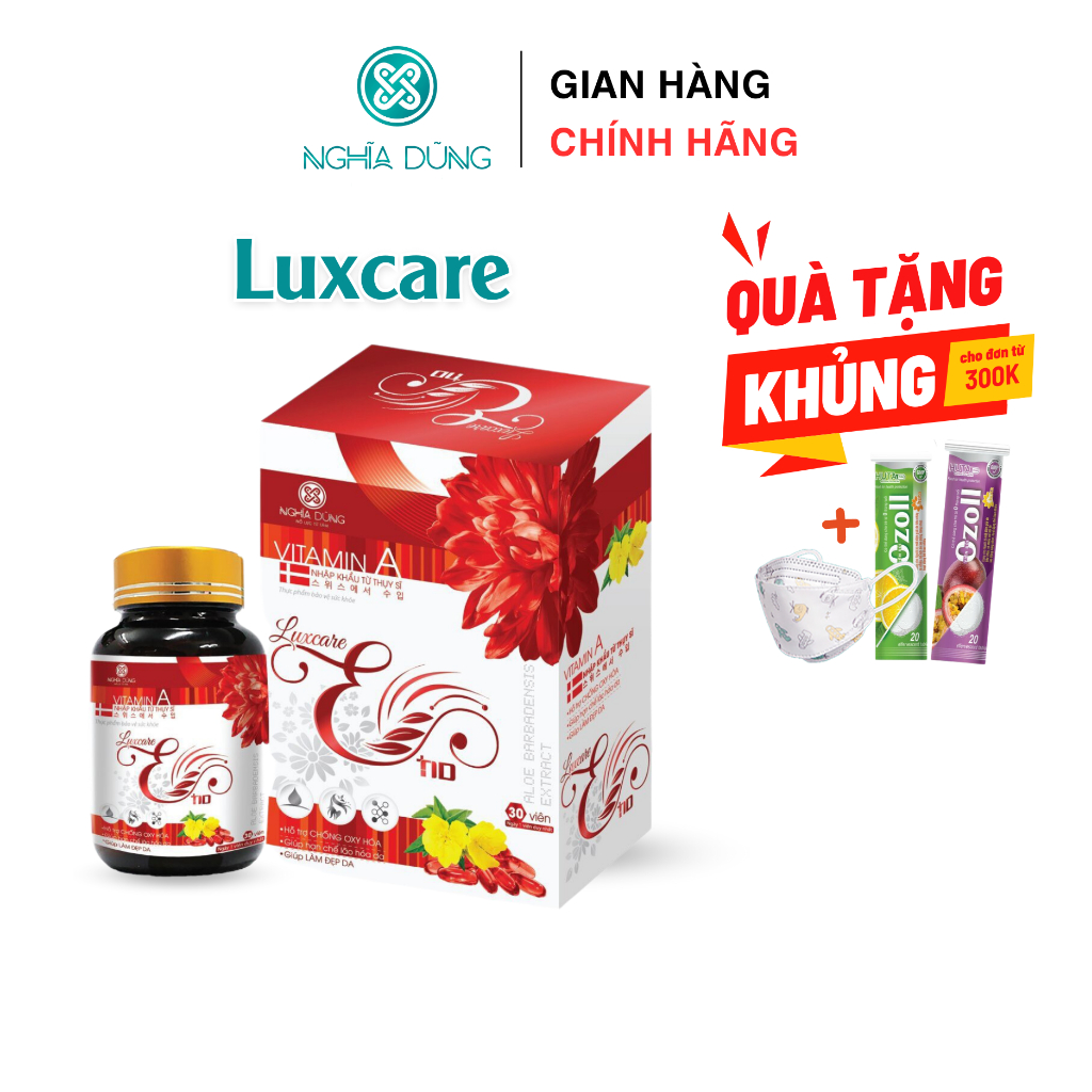 Vitamin E đỏ LuxCare E Nghĩa Dũng (30v) chống lão hóa, ổn định nội tiết cho phụ nữ