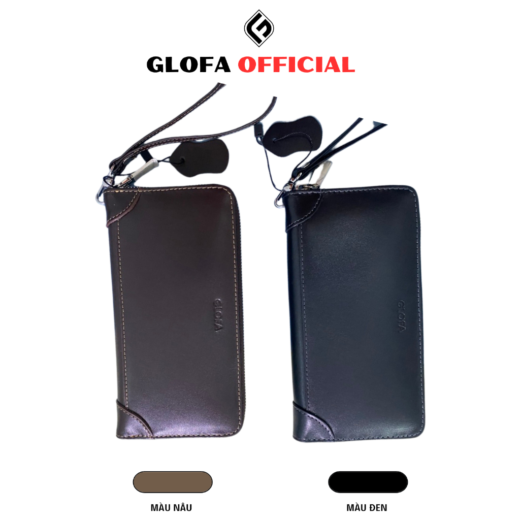 Ví Da Bò Nam Cầm Tay Cao Cấp GLOFA - V05, Da Bò Thật Bảo Hành 12 Tháng