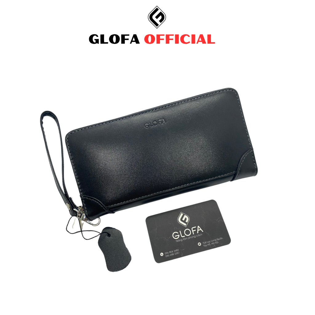 Ví Da Bò Nam Cầm Tay Cao Cấp GLOFA - V05, Da Bò Thật Bảo Hành 12 Tháng