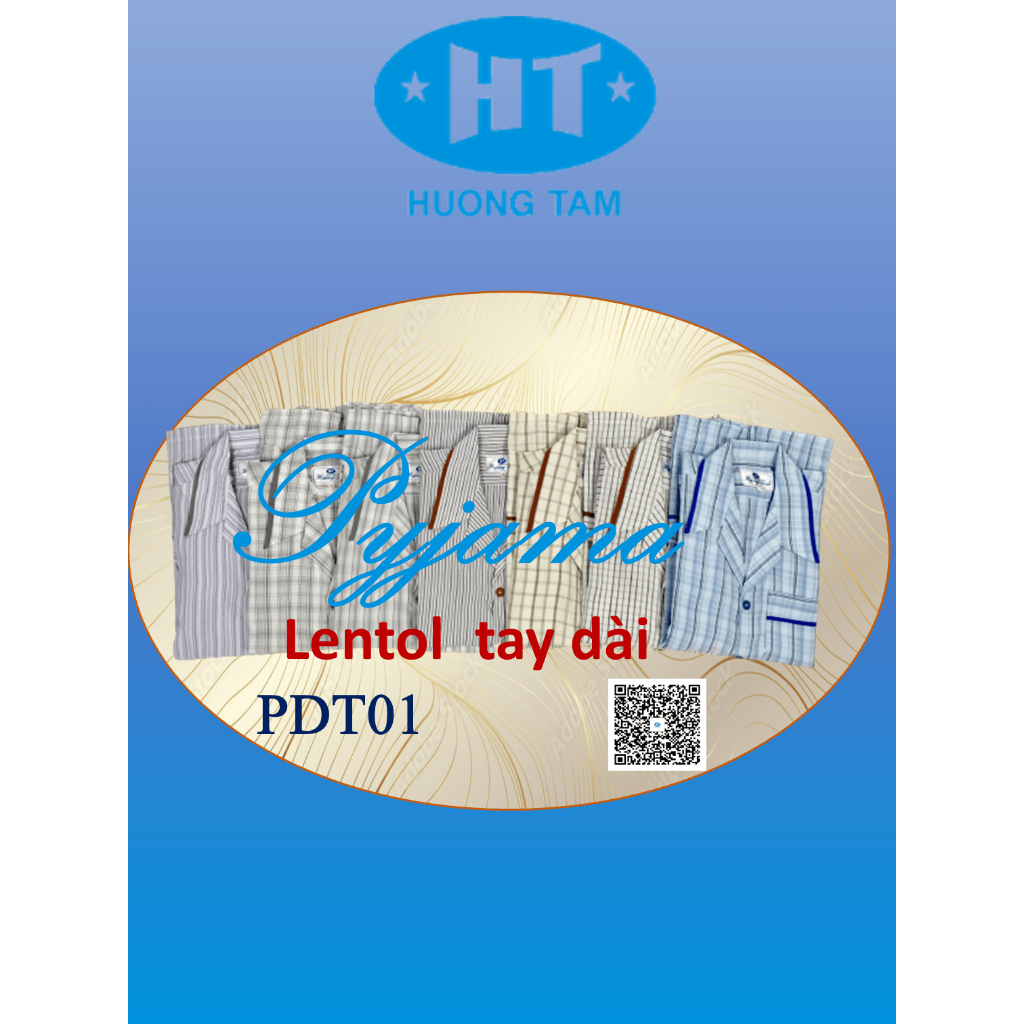 Bộ Pyjama HUONGTAM Lentol tay dài  nam cao cấp. Chất liệu vải Lentol loại tốt:  mềm mại, thoáng mát, không phai m