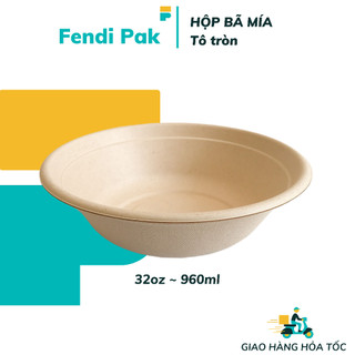 |Combo 10| Tô bã mía, hộp bã mía tròn, hộp bã mía đựng thực phẩm dùng 1 lần, hộp đựng bún, đựng phở, đựng salad