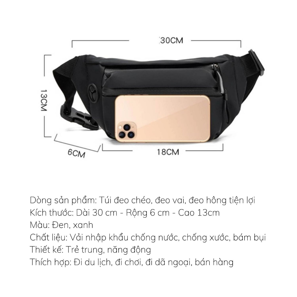 Túi đeo chéo nam nữ Unisex thời trang siêu nhẹ chống nước POLATO