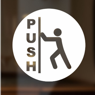 Bộ 2 Sticker Biển Báo Push - Pull Màu Trắng, Sẵn Keo, Dễ Dán