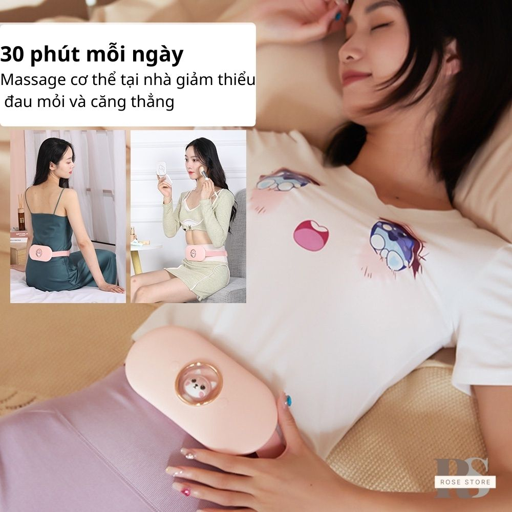 Đai massage bụng, massage lưng, máy mát xa chính hãng, cao cấp, máy massage bụng kinh 6 chế độ tùy chỉnh, đai đeo co dãn