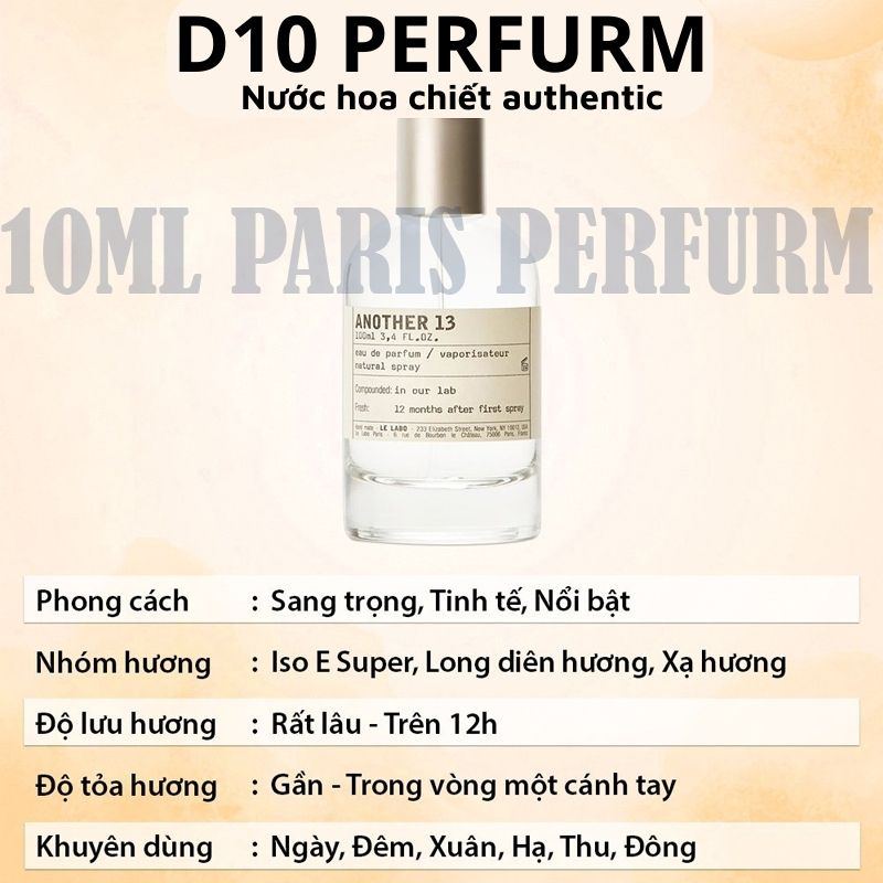 Another 13, 31, 33 Nước hoa Unisex chiết 10ml  Khám phá sự độc đáo và phong cách đa giới tính