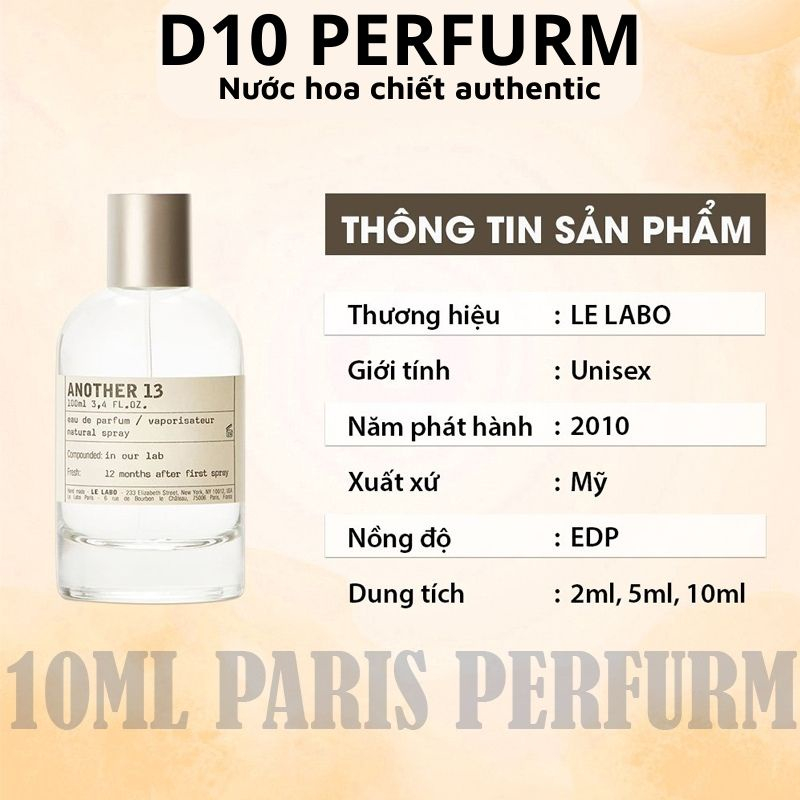 Another 13, 31, 33 Nước hoa Unisex chiết 10ml  Khám phá sự độc đáo và phong cách đa giới tính