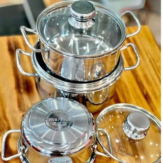 Bộ 3 Nồi Inox 3 Đáy Nắp Kính Fivestar FS06CG ( BẢO HÀNH 5 NĂM )