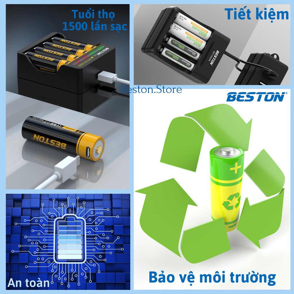Pin 18650 3.7V 2600-3300mAh cao cấp - Sạc M7001 thông minh BESTON