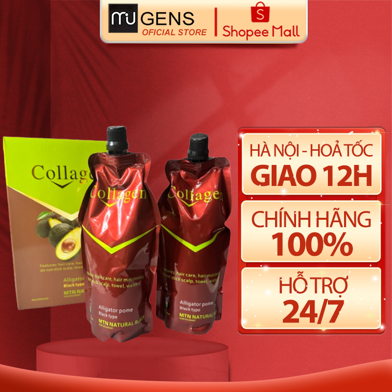 Nhuộm đen tóc MUGENS tinh chất bơ colagen phủ bạc tóc không dính da đầu