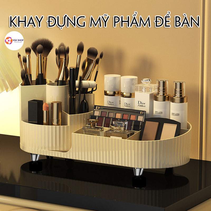 Khay Đựng Mỹ Phẩm Để Bàn Xoay 360Độ Thiết Kế Hiện Đại Tiện Lợi Mang Phong Cách Thương Hiệu Chuẩn Châu Âu
