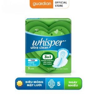 Băng Vệ Sinh Siêu Mỏng Có Cánh Cho Ngày Nhiều Ultra 28CM Whisper Gói 5 Miếng