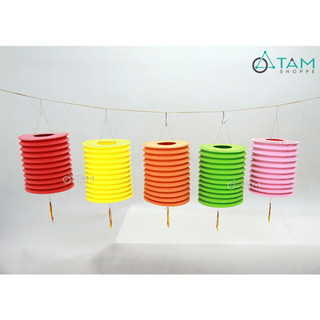 [TRUNG THU-CÓ HỎA TỐC] Set 02 lồng đèn giấy con sâu ĐK16cm màu trơn (tặng que cầm) LDEN-GIAY-01