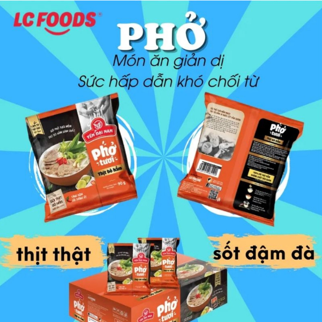 Phở LC Foods Tươi Thịt Bò Bằm Gói 90G Yến Đại Nam