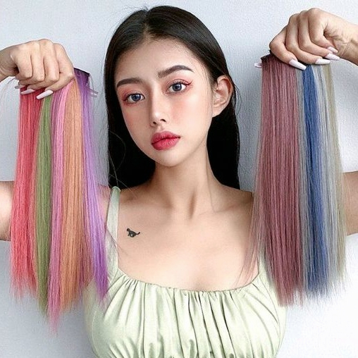 🍒🍒CHERRYKOKO Tóc giả kẹp dài thẳng xoăn light 60cm lọn nhiều màu phong cách Hàn Quốc