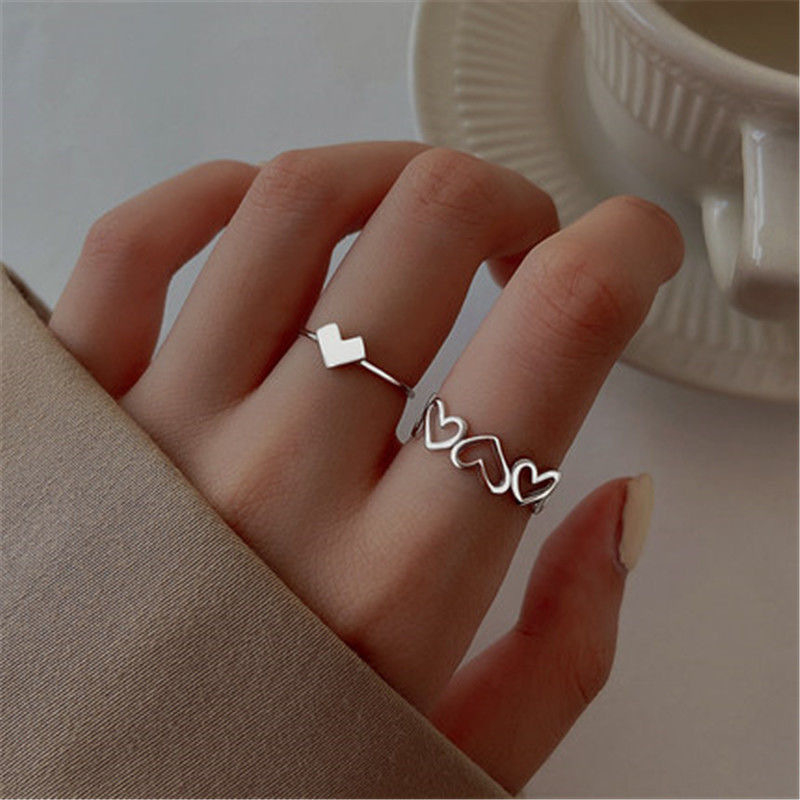 Nhẫn Mạ Bạc Hình Trái Tim Phong Cách Hàn Quốc Cho Nam Nữ N16