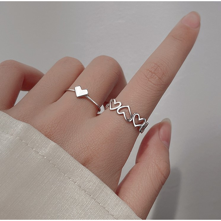 Nhẫn Mạ Bạc Hình Trái Tim Phong Cách Hàn Quốc Cho Nam Nữ N16