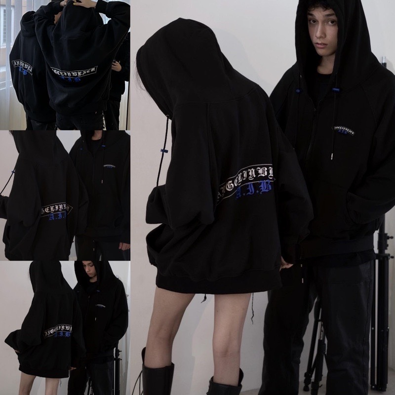 Hoodie Zip - Áo Khoác Nỉ Khóa Kéo In Chữ ANGEL Form Rộng Unisex Nam Nữ Mặc Đều Được