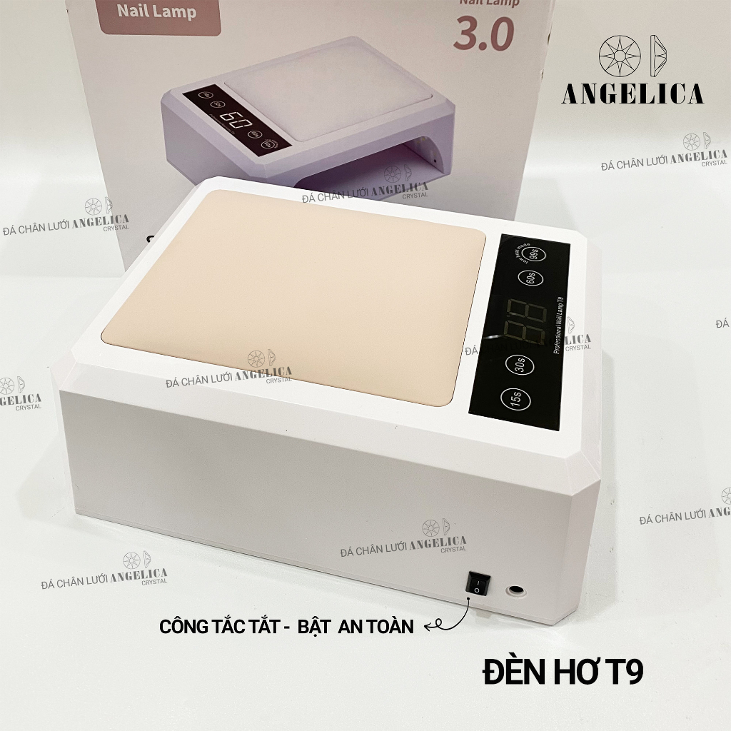 Máy hơ gel SNRQI T8 và T9 chính hãng LED/UV máy hơ móng làm nail khoang rộng, có đệm kê tay ANGELICA 72W 60 bóng