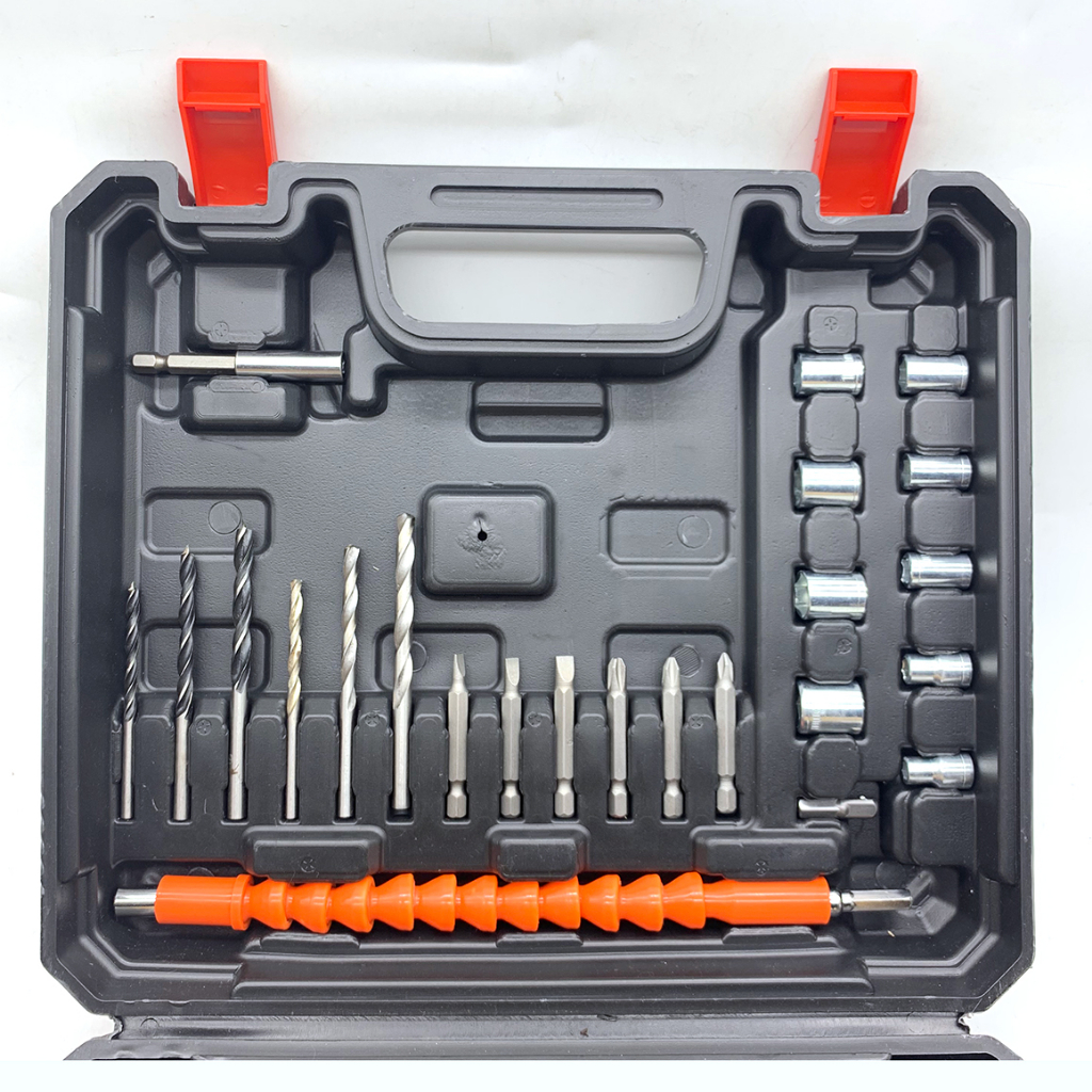 Máy khoan pin KADUSUN, 3 chức năng khoan tường, Bắn vit, Mở bulong- Tặng kèm 24 chi tiết gồm các mũi khoan + Mũi bắt vít