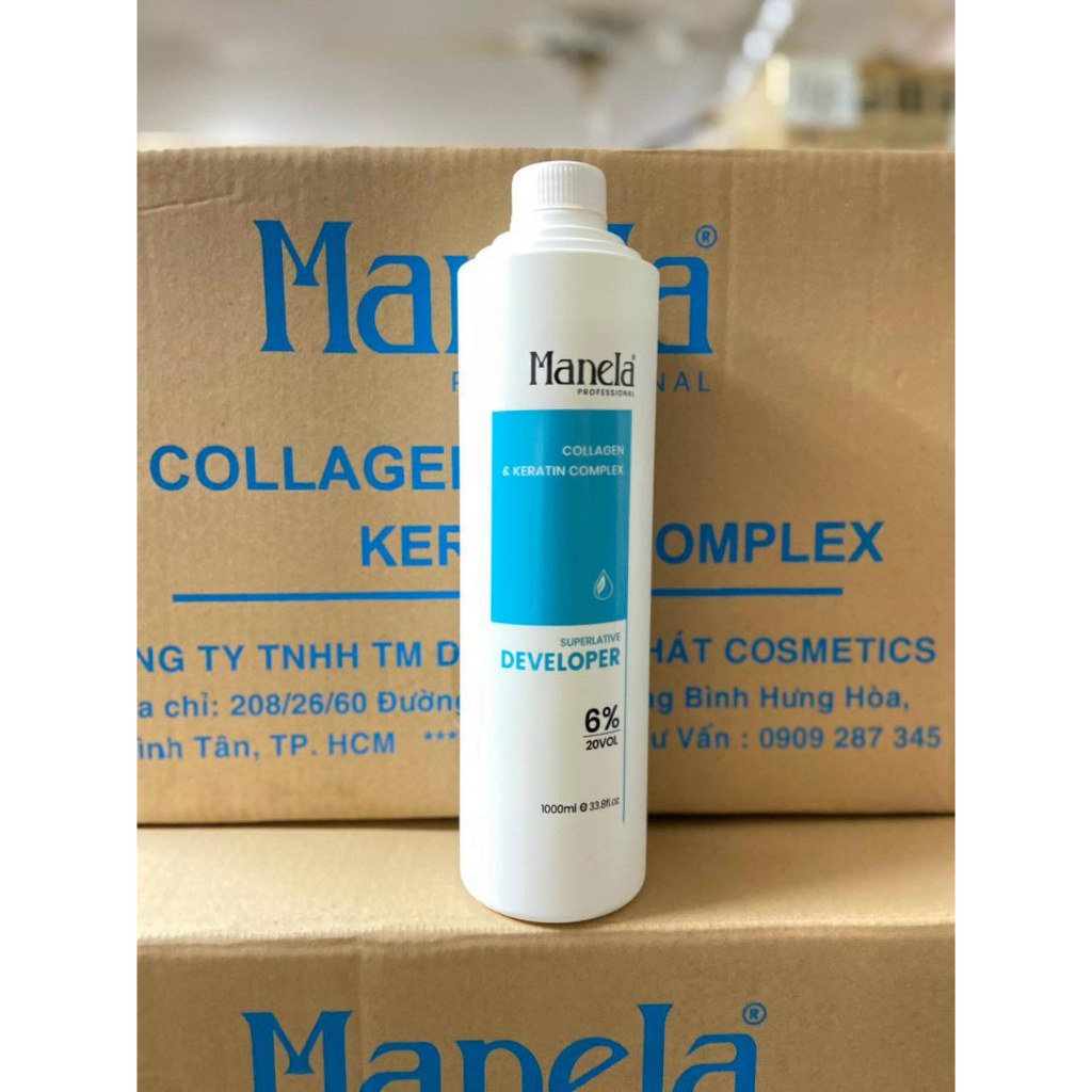 Oxy Trợ Nhuộm Tóc MANELA Chai 1000ml Hương Thơm Chống Rát Da Đầu