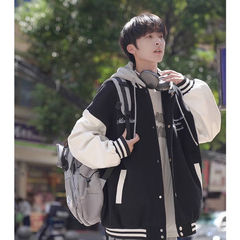 Áo hoodie nữ - khoác nỉ Bomber Unisex MISTERHIZII phối viền, có mũ 2 lớp dày dặn ulzzang phong cách Hàn Quốc, cúc bấm