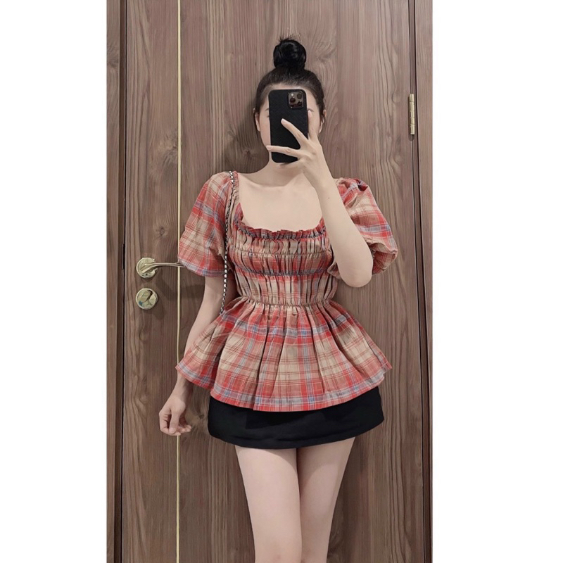 Áo sơ mi kiểu trễ vai dáng pelum cỡ lớn