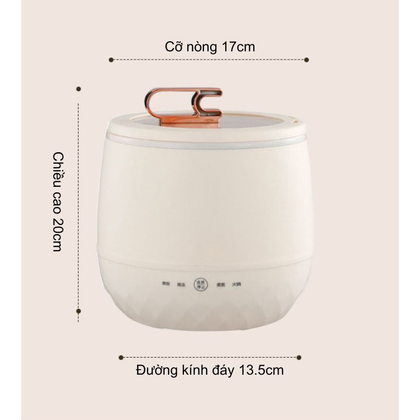 Nồi cơm điện mini dung tích 1,8L phù hợp 1-2 người, nồi nấu đa năng chống dính hầm hấp luộc dễ dàng vệ sinh