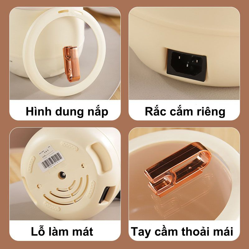 Nồi cơm điện mini dung tích 1,8L phù hợp 1-2 người, nồi nấu đa năng chống dính hầm hấp luộc dễ dàng vệ sinh