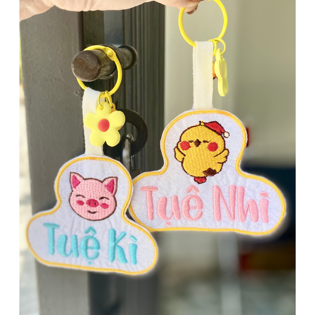 Name Tag Treo Balo Thêu Tên Cho Bé, Móc Khóa Chống Thất Lạc, Dây Treo Cặp Balo Thêu Hình Cute