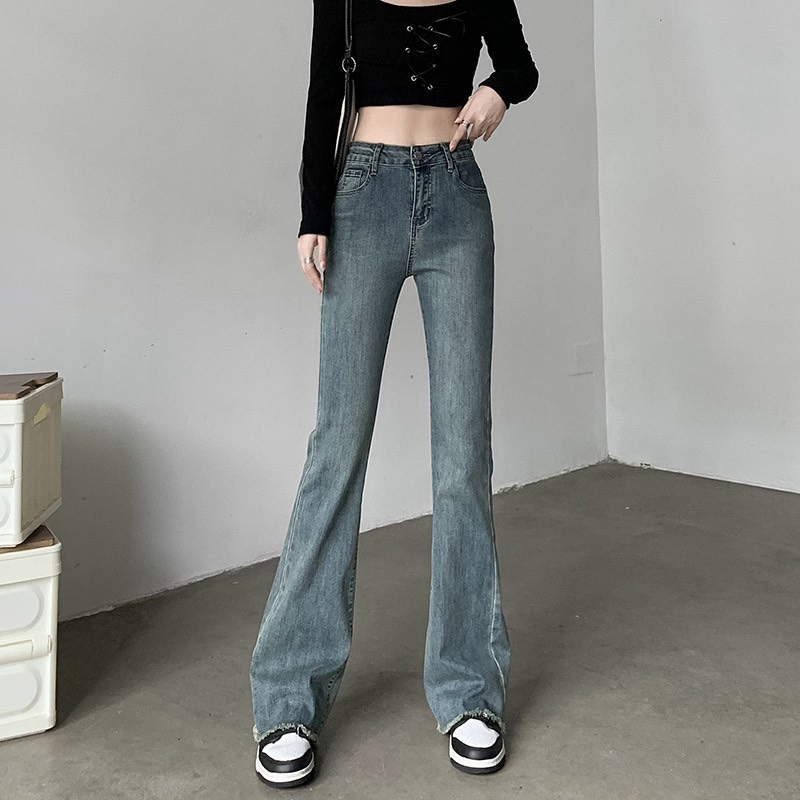 Quần Bò Jean Nữ Ống Loe Đứng Co Giãn CANA Jeans Cạp Cao Phong Cách Style MS15
