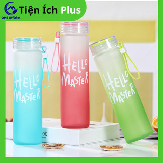 Bình đựng nước thủy tinh Hello Master 450ml đủ màu sắc - Giao màu ngẫu nhiên