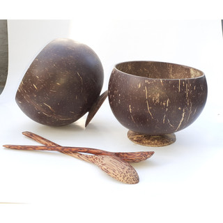 Bát gáo dừa và muỗng - 2 bát gáo dừa siêu cute dùng ăn kem, granola, sinh tố. Bát gáo dừa muỗng gỗ handmade cao cấp