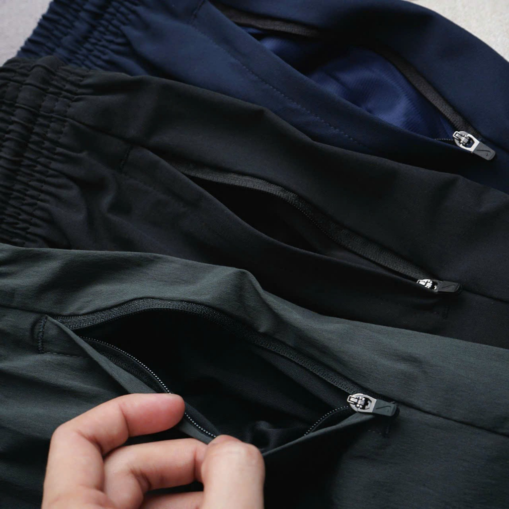 Quần thun thể thao nam tập gym lưng thun dây rút ống quần khóa kéo vải Xi dù 3 màu - NK