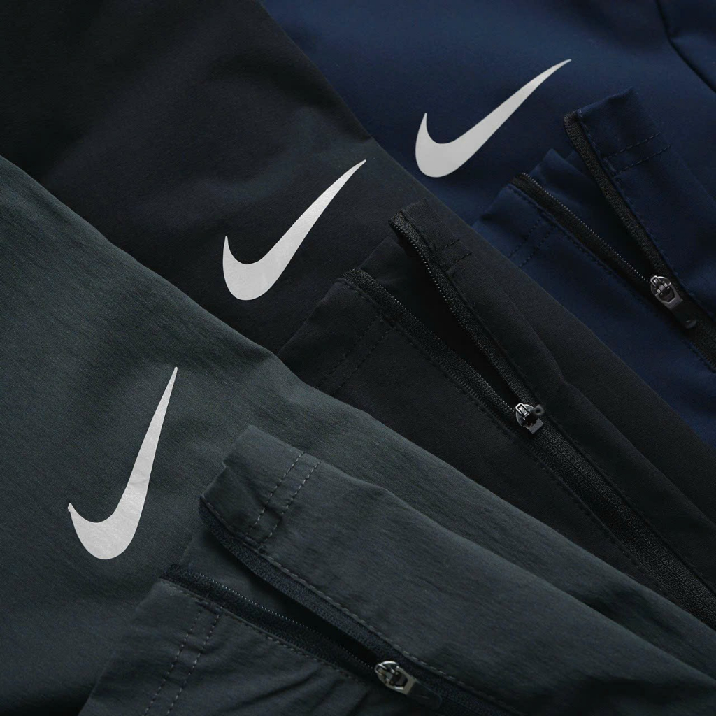 Quần thun thể thao nam tập gym lưng thun dây rút ống quần khóa kéo vải Xi dù 3 màu - NK