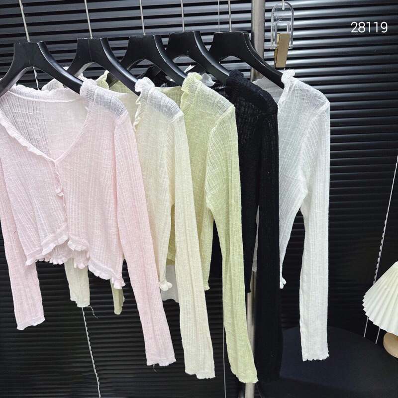 KH28119-Cadigan đũa c.tim viển bèo vạt trc ngắn 5