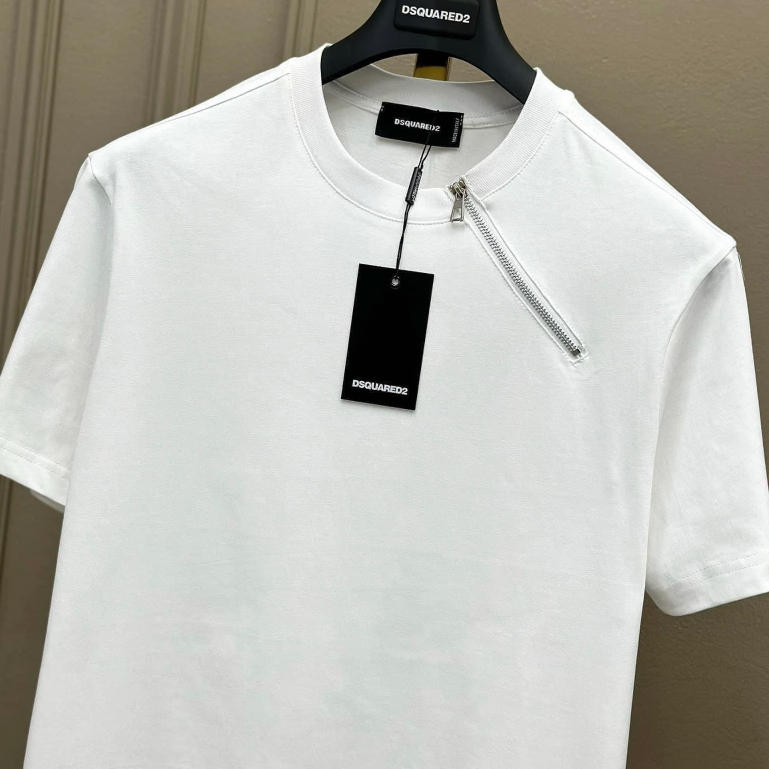 Áo Thun Nam DSQ Khóa Rip Ở Cổ  Hình In Nhiệt Cao Vải Cotton Co Dãn 4 Chiều Phù Hợp Cho Nam