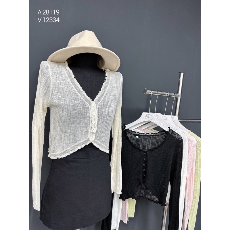 KH28119-Cadigan đũa c.tim viển bèo vạt trc ngắn 5