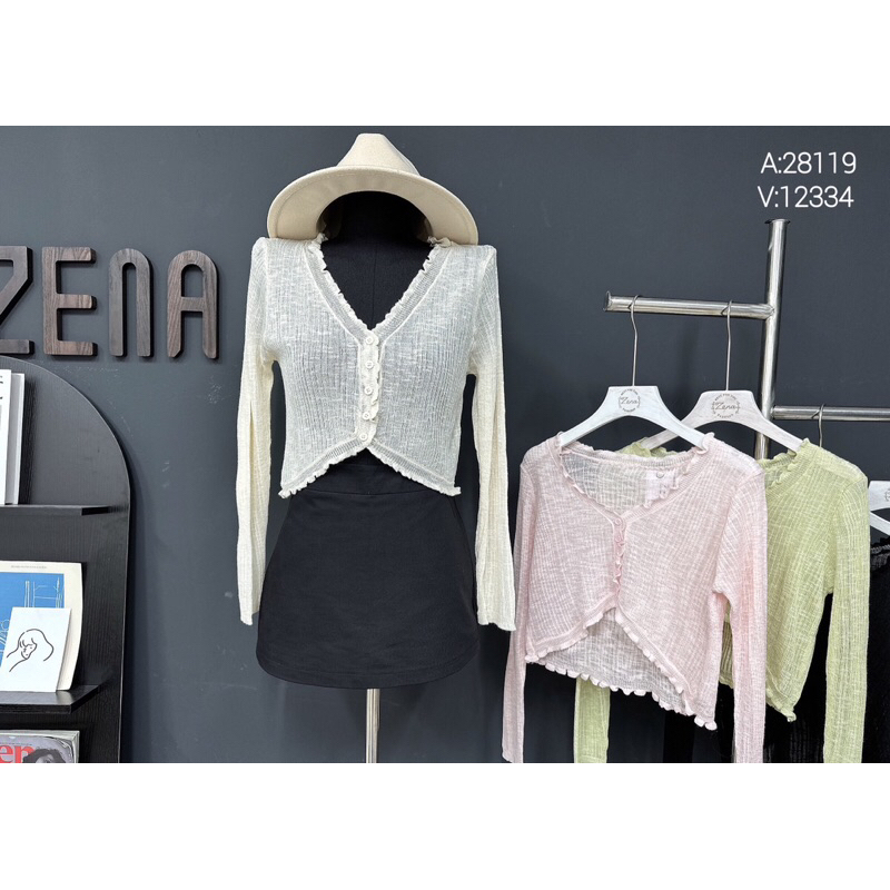 KH28119-Cadigan đũa c.tim viển bèo vạt trc ngắn 5